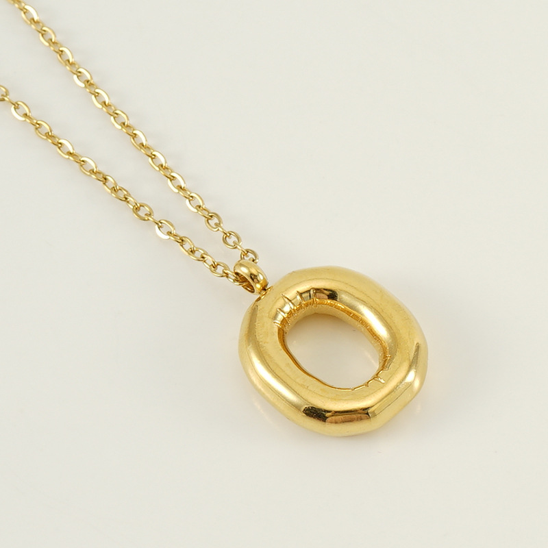 Gold / 1 Piece Simple Series Simple Letter O Stainless Steel 18K Gold Plated Women's Pendant Necklaces Picture15